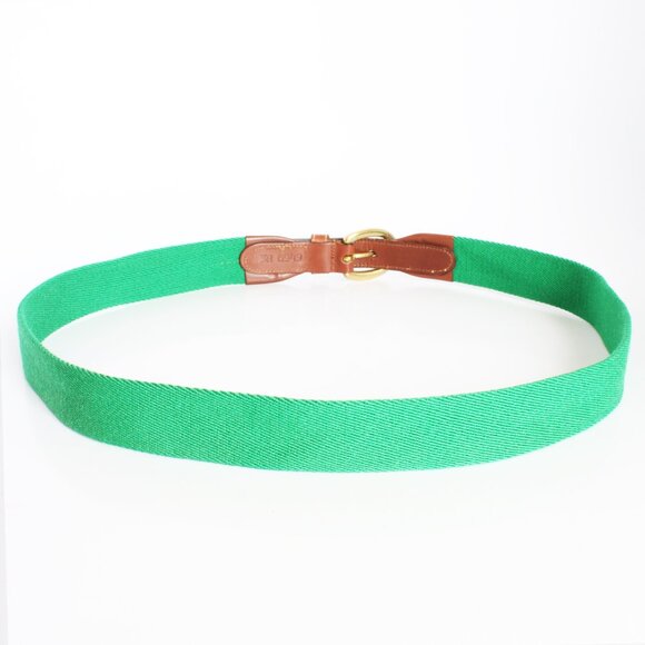 Brooks Brothers Belt Green Canvas Tan Leather Style 6949 Size 38 Mens Vintage - Picture 5 of 7